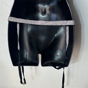 Victoria’s Secret rhinestone garter belt sparkle black white